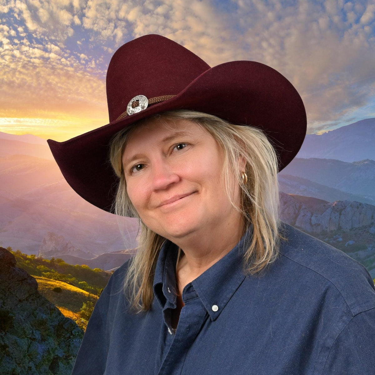 88075 burgundy fur felt Cowboy hat